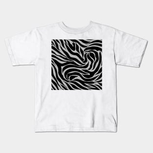 Elegant Black Glitter Silver Zebra Animal Print Kids T-Shirt